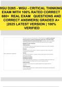 WGU D265 - WGU - CRITICAL THINKING   EXAM WITH 100&percnt; RATED CORRECT  680&plus;  REAL EXAM   QUESTIONS AND CORRECT ANSWERS&vert; GRADED A&plus; &vert;2025 LATEST VERSION &vert; 100&percnt; VERIFIED