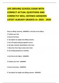 UPS DRIVING SCHOOL EXAM WITH CORRECT ACTUAL QUESTIONS AND CORRECTLY WELL DEFINED ANSWERS LATEST ALREADY GRADED A&plus; 2025 - 2026