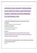 CERTIFIED CLOUD SECURITY PROFESSIONAL  &lpar;CCSP&rpar; PRACTICE EXAM 2 QUESTIONS AND  CORRECT ANSWERS &lpar;VERIFIED ANSWERS&rpar;  PLUS RATIONALES 2025