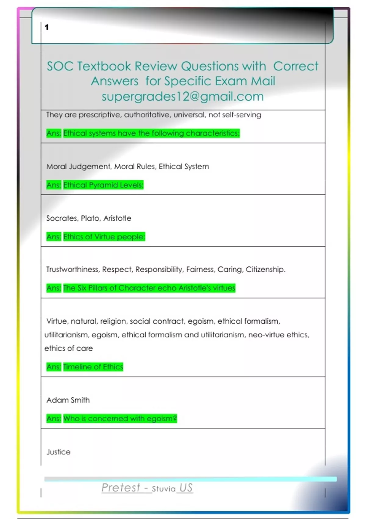SOC Textbook Review Questions with Correct Answers for Specific Exam ...