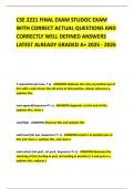 CSE 2221 FINAL EXAM STUDOC EXAM WITH CORRECT ACTUAL QUESTIONS AND CORRECTLY WELL DEFINED ANSWERS LATEST ALREADY GRADED A&plus; 2025 - 2026