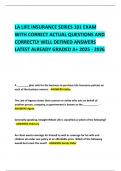 LA LIFE INSURANCE SERIES 101 EXAM WITH CORRECT ACTUAL QUESTIONS AND CORRECTLY WELL DEFINED ANSWERS LATEST ALREADY GRADED A&plus; 2025 - 2026