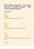 CLEP College Composition &sol; Test Review Questions & Certified Solutions &sol; 100&percnt; Correct &sol; Already Graded A&plus;&period;