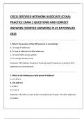 CISCO CERTIFIED NETWORK ASSOCIATE &lpar;CCNA&rpar; PRACTICE EXAM 1 QUESTIONS AND CORRECT  ANSWERS &lpar;VERIFIED ANSWERS&rpar; PLUS RATIONALES  2025