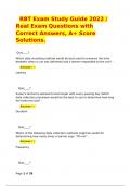   RBT Exam Study Guide 2022 &sol; Real Exam Questions with Correct Answers&comma; A&plus; Score Solutions&period;