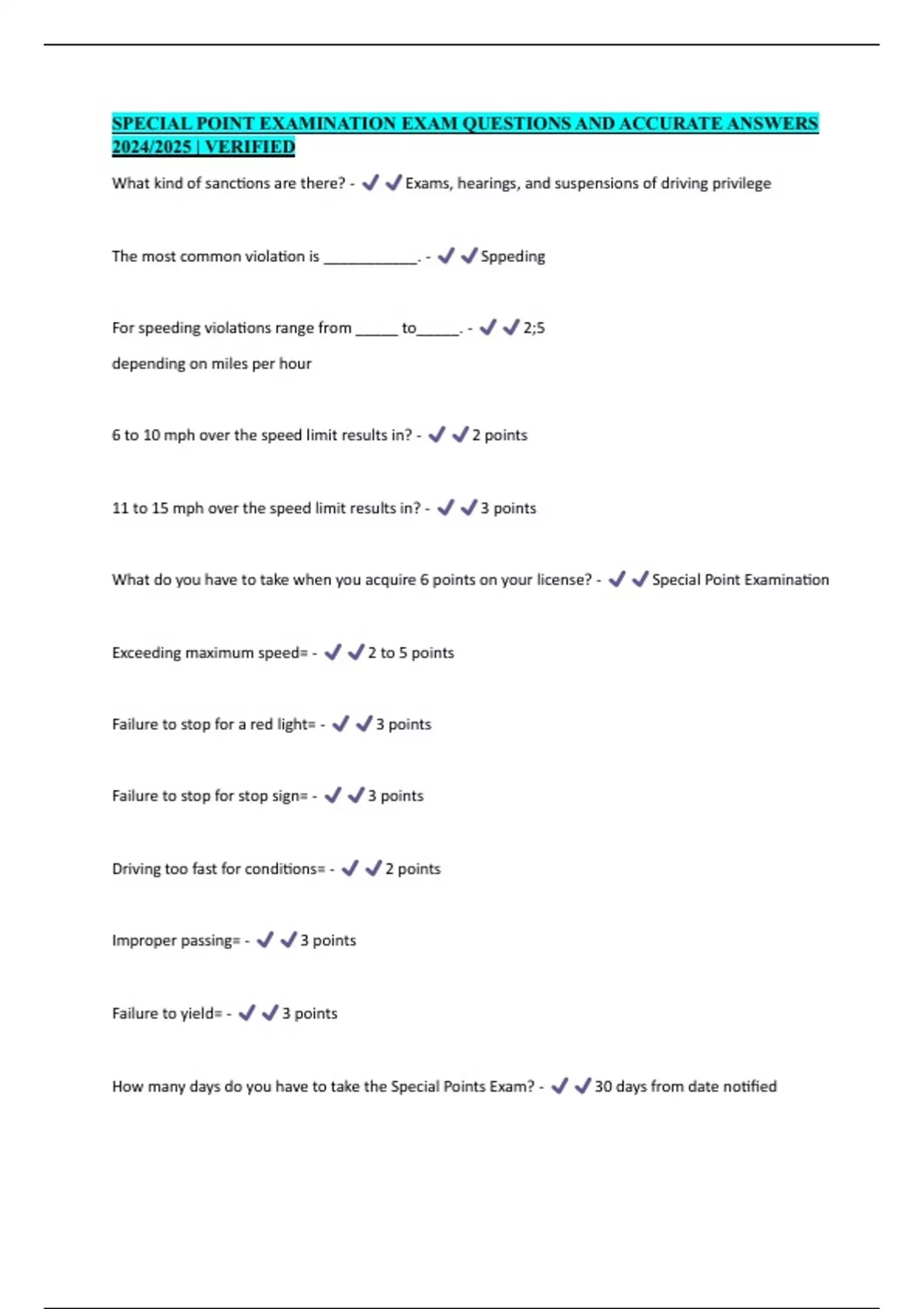 SPECIAL POINT EXAMINATION PREPARATION 2025. | Exam Revision Questions ...