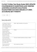 CA DMV Written Test Study Guide 2025 UPDATE&vert; COMPREHENSIVE QUESTIONS AND VERIFIED ANSWERS &lpar;COMPLETE SOLUTIONS&rpar; GUARANTEED SUCCESS &vert;GRADE A&plus;&excl;&excl; &lpar;100&percnt; ACCURATE&rpar; GET IT RIGHT&excl;&excl;