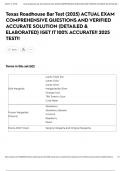 Texas Roadhouse Bar Test &lpar;2025&rpar; ACTUAL EXAM COMPREHENSIVE QUESTIONS AND VERIFIED ACCURATE SOLUTION &lpar;DETAILED & ELABORATED&rpar; &vert;GET IT 100&percnt; ACCURATE&excl;&excl; 2025 TEST&excl;&excl;