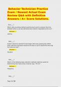  Behavior Technician Practice Exam &sol; Newest Actual Exam Review Q&A with Definitive Answers &sol; A&plus; Score Solutions&period;