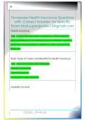 Tennessee Health Insurance Questions  with  Correct Answers  for Specific  Exam Mail supergrades12&commat;gmail&period;com
