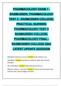 PHARMACOLOGY EXAM 1 - RASMUSSEN&comma; PHARMACOLOGY TEST 2 - RASMUSSEN COLLEGE&comma; PRACTICAL NURSING PHARMACOLOGY TEST 3 RASMUSSEN COLLEGE&comma; PHARMACOLOGY FINAL - RASMUSSEN COLLEGE Q&A LATEST UPDATE 2025&sol;2026