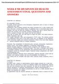 WEEK 8 NR 509 ADVANCED HEALTH ASSESSMENT FINAL QUESTIONS AND ANSWERS