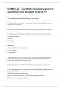 NURN 153 - Comfort&colon; Pain Management questions and answers graded A&plus;