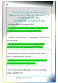 Texas Teachers Assessment 4  Questions with  Correct Answers  for  Specific Exam Mail  supergrades12&commat;gmail&period;com