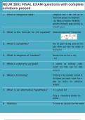 NEUR 3001 FINAL EXAM questions with complete solutions passed