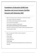Foundations of Education &lpar;E100&rpar; Exam  Questions and correct Answers &lpar;Verified  Answers&rpar; with Rationales 2025