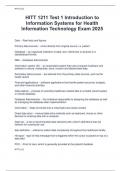HITT 1211 Test 1 Introduction to  Information Systems for Health  Information Technology Exam 2025 