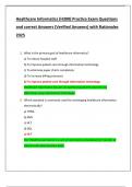 Healthcare Informatics &lpar;H300&rpar; Practice Exam Questions  and correct Answers &lpar;Verified Answers&rpar; with Rationales  2025