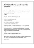 MBU 1110 Test 1 questions with answers