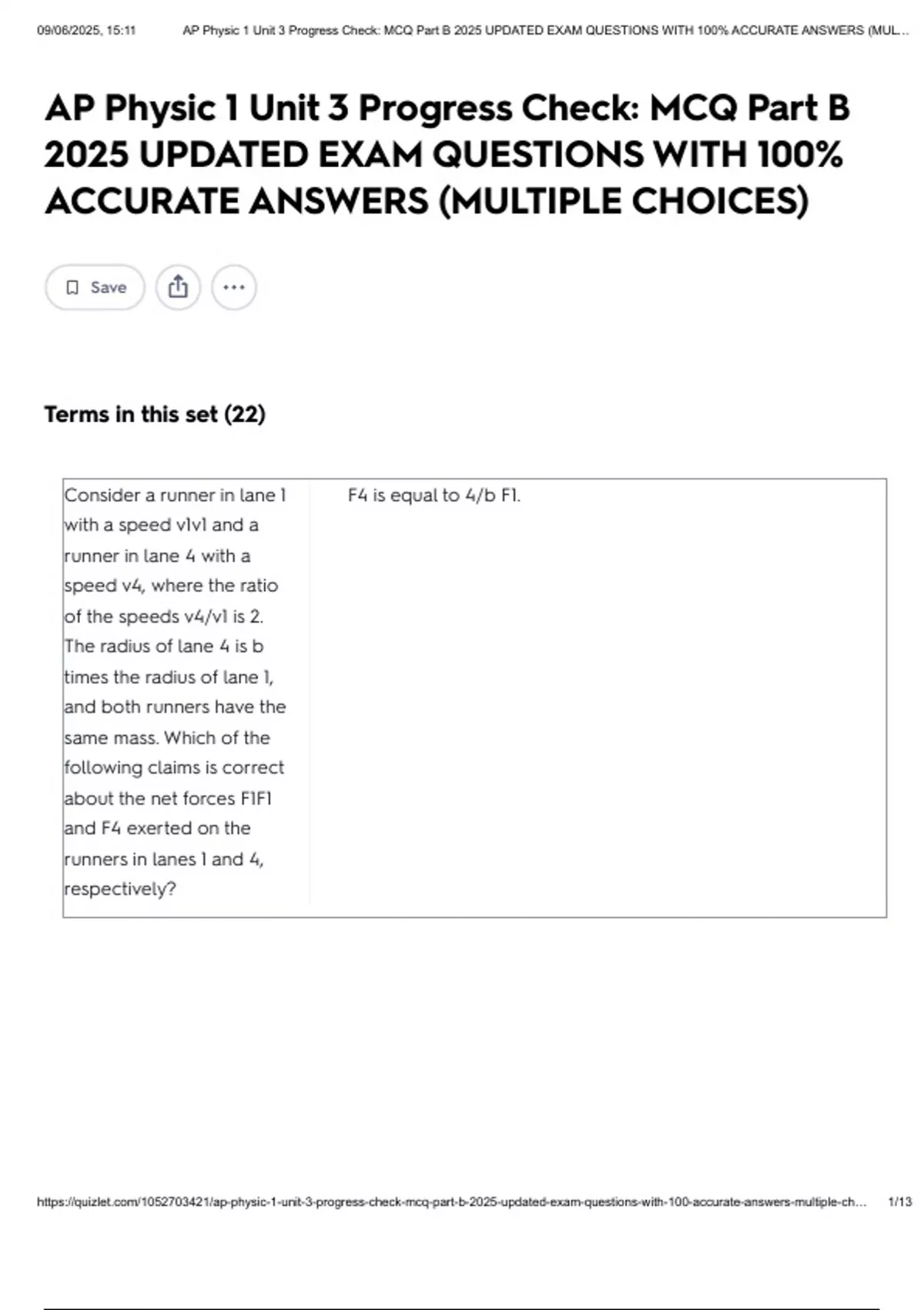 AP Physic 1 Unit 3 Progress Check: MCQ Part B exam 2025 UPDATED EXAM ...