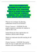 WGU C109 ELEMENTARY MATHEMATICS METHODS OA PRACTICE TEST 2025&sol;2026 COMPLETE QUESTIONS BANK WITH VERIFIED CORRECT ANSWERS&vert;&vert; 100&percnt; GUARANTEED PASS <BRAND NEW VERSION>
