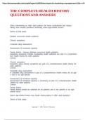 THE COMPLETE HEALTH HISTORY QUESTIONS AND ANSWERS