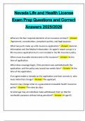 Nevada Life and Health License Exam Prep Questions and Correct Answers 2025&sol;2026