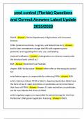 pest control &lpar;Florida&rpar; Questions and Correct Answers Latest Update 2025&sol;2026