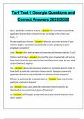 Turf Test 1 Georgia Questions and Correct Answers 2025&sol;2026