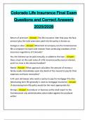 Colorado Life Insurance Final Exam Questions and Correct Answers 2025&sol;2026