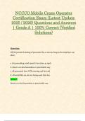 NCCCO Mobile Crane Operator Certification Exam &lpar;Latest Update 2025 &sol; 2026&rpar; Questions and Answers &vert; Grade A &vert; 100&percnt; Correct &lpar;Verified Solutions&rpar;