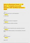 Intro to Business Exam 1 &sol; Q-Bank &sol; Complete Accurate Quizzes with Verified Answers &sol; 2025