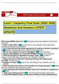 Level 1 Carpentry Final Exam &lpar;2025&sol; 2026&rpar; Questions And Answers LATEST UPDATE