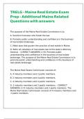 TRELG - Maine Real Estate Exam Prep - Additional Maine Related Questions with answers