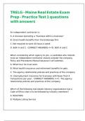 TRELG - Maine Real Estate Exam Prep - Practice Test 1 questions with answers