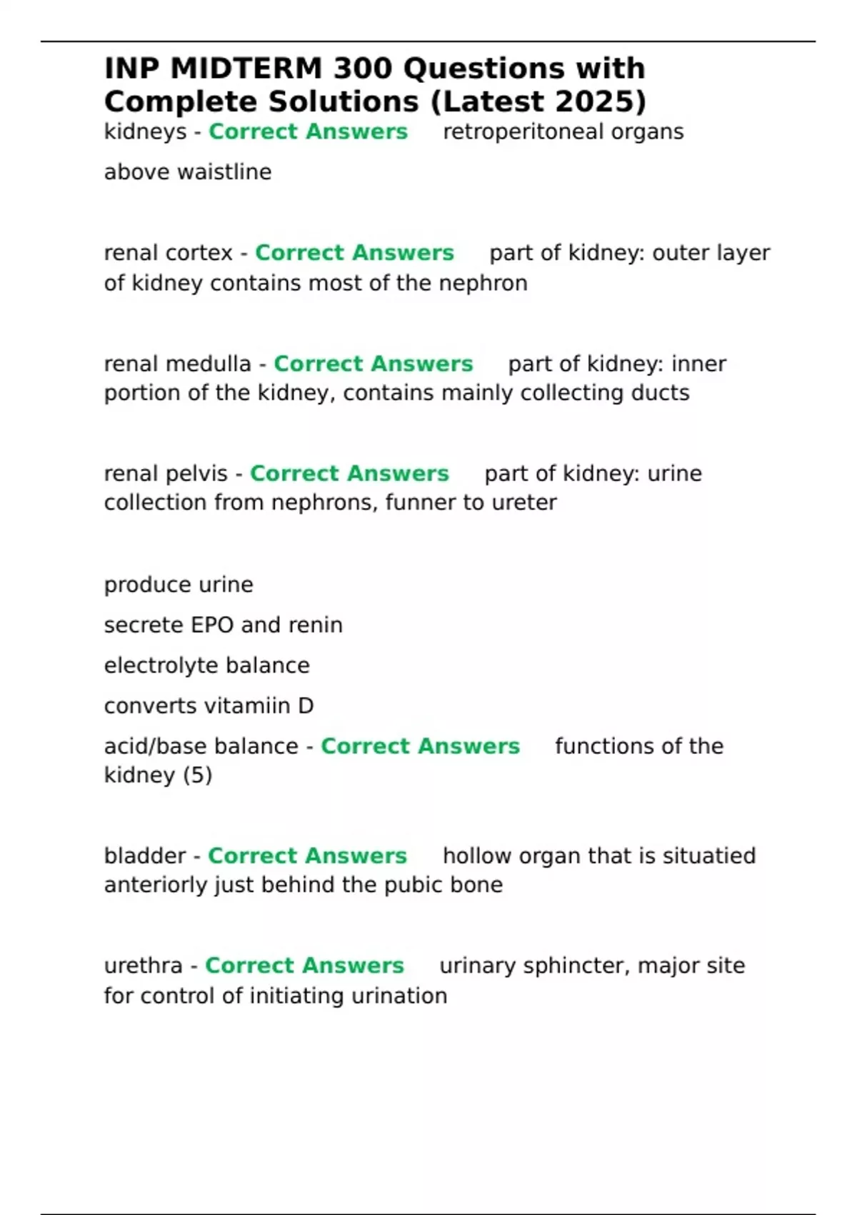 INP MIDTERM 300 Questions with Complete Solutions (Latest 2025) - INP ...