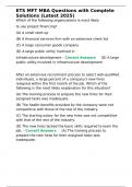 ETS MFT MBA Questions with ComETS MFT MBA Questions with Complete Solutions &lpar;Latest 2025&rpar;plete Solutions &lpar;Latest 2025&rpar;