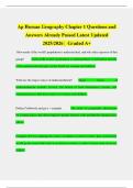 Ap Human Geography Chapter 1 Questions and Answers Already Passed Latest Updated 2025&sol;2026 &vert; Graded A&plus;