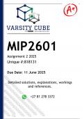 MIP2601 Assignment 2 &lpar;DETAILED ANSWERS&rpar; 2025 - DISTINCTION GUARANTEED