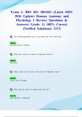 Exam 2&colon; BIO 201&sol; BIO201 &lpar;Latest 2025&sol; 2026 Update&rpar; Human Anatomy and Physiology I Review&vert; Questions & Answers&vert; Grade A&vert; 100&percnt; Correct &lpar;Verified Solutions&rpar;- GCU