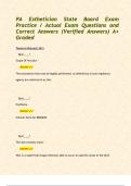 PA Esthetician State Board Exam Practice &sol; Actual Exam Questions and Correct Answers &lpar;Verified Answers&rpar; A&plus; Graded  