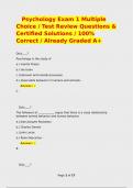    Psychology Exam 1 Multiple Choice &sol; Test Review Questions & Certified Solutions &sol; 100&percnt; Correct &sol; Already Graded A&plus;