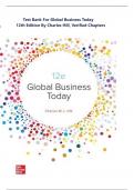 TEST BANK For Global Business Today&comma; 12th Edition By Charles Hill&comma; Verified Chapters 1 - 17&comma;latest Edition 2025