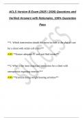 ACLS Version B Exam &lpar;2025 &sol; 2026&rpar; Questions and Verified Answers with Rationales&comma; 100&percnt; Guarantee Pass