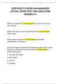 CERTIFIED FLOODPLAIN MANAGER ACTUAL EXAM TEST 2025-2026 EXAM GRADED A&plus;