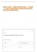 NFPA 1031 - FIRE INSPECTOR 1 - EXAM 1 - 2025 &lpar;UPDATED&rpar; QUESTIONS WITH SOLVED ANSWERS&excl;&excl;