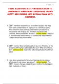 FINAL EXAM FOR&colon; IS-317 INTRODUCTION TO  COMMUNITY EMERGENCY RESPONSE TEAMS  &lpar;CERT&rpar; 2025 BRAND NEW ACTUAL EXAM WITH  ANSWERS&period;