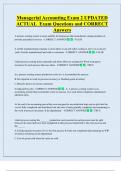 Managerial Accounting Exam 2 UPDATED  ACTUAL  Exam Questions and CORRECT  Answers 