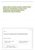 CMM FINAL STUDY GUIDE &lpar;CERTIFIED MEDICAL MANAGER&rpar; EXAM 2025 COMPILED QUESTIONS WITH COMPLETE SOLUTIONS&excl;&excl;