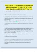 Nursing Leadership And Management   Bundled Exam Questions WITH  CORRECT Answers